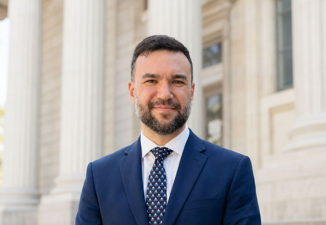Anthony Bernal standing outside a courthouse