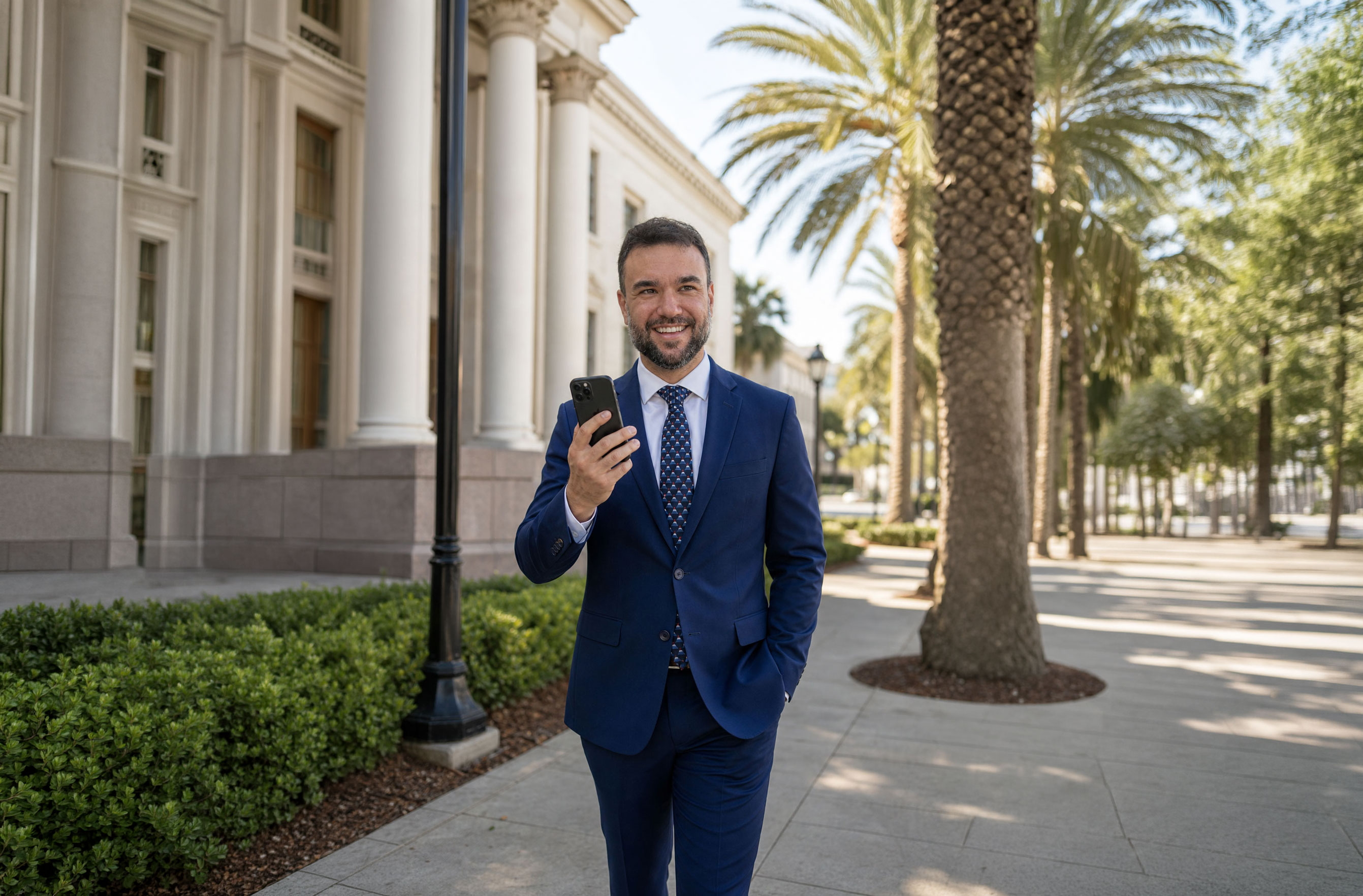 Anthony Bernal smiling in his office